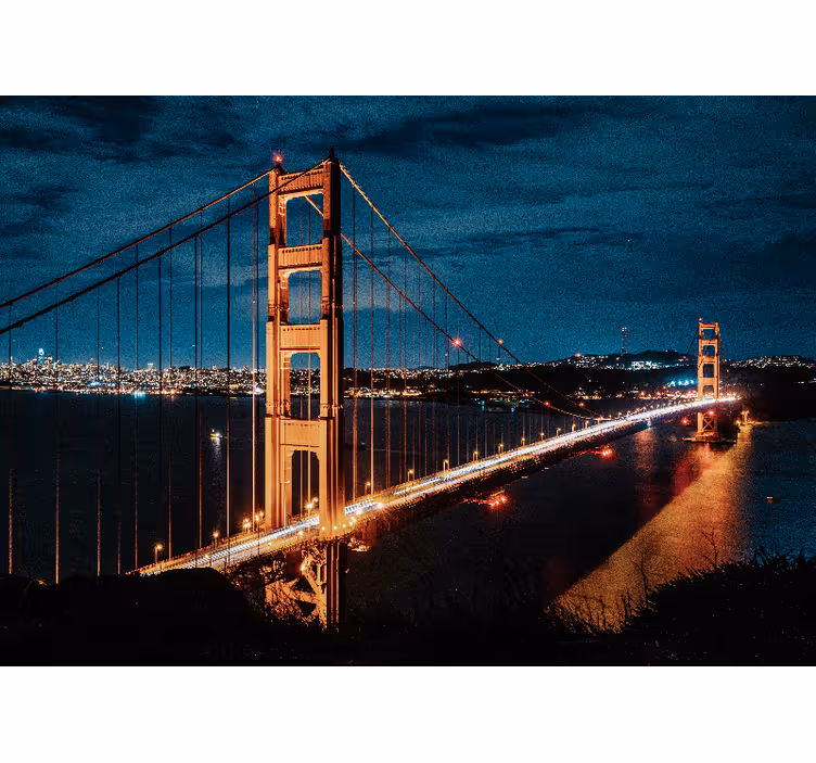 Cortina roller living comedor atardecer en el golden gate - TenVinilo