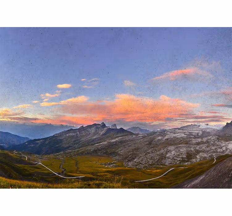 Cortina roller living comedor atardecer hermoso en montañas - TenVinilo