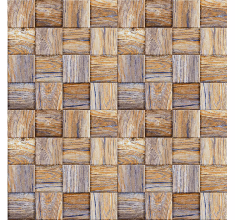 Cortina roller living comedor mosaico imitación madera 80's - TenVinilo