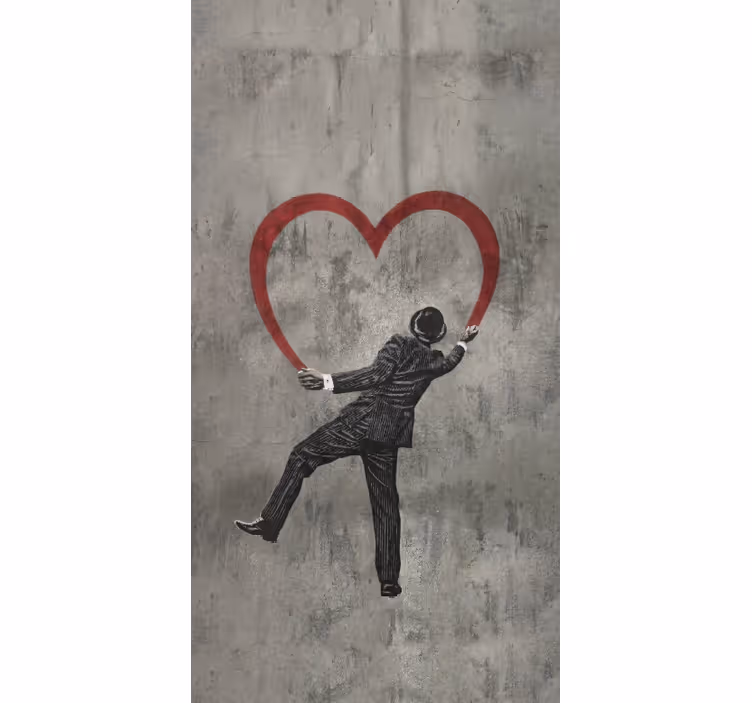 Cortina roller gris grafiti de corazón banksy - TenVinilo