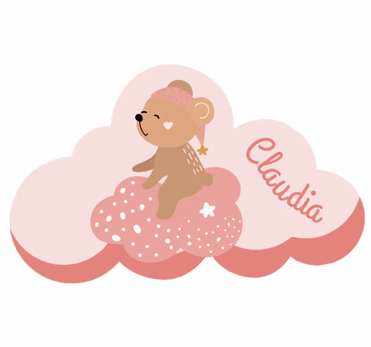 Cortina roller rosa alfombra vinílica oso nórdica rosa - TenVinilo