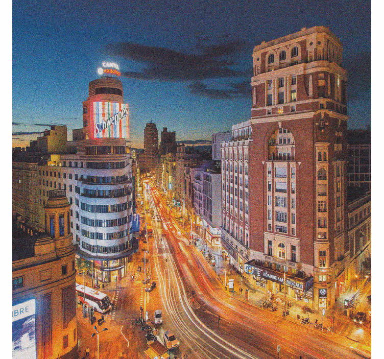 Cortina roller living comedor movimiento de gran vía - TenVinilo