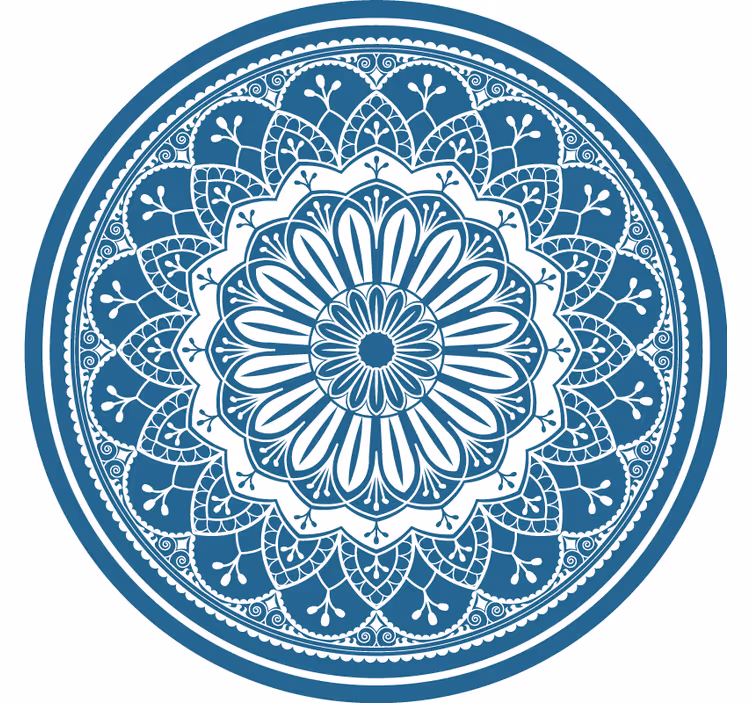 Cortina roller habitación gran mandala en círculo azul - TenVinilo