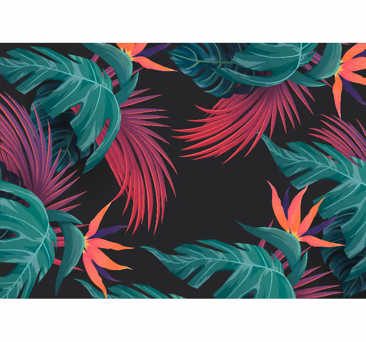 Cortina roller habitación hojas tropicales turquesa - TenVinilo