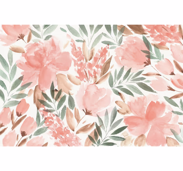 Cortina roller habitación papel pintado floral panorámico - TenVinilo