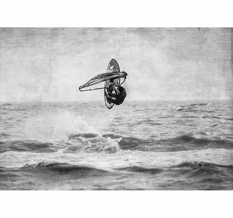 Cortina roller habitación windsurf en blanco y negro - TenVinilo