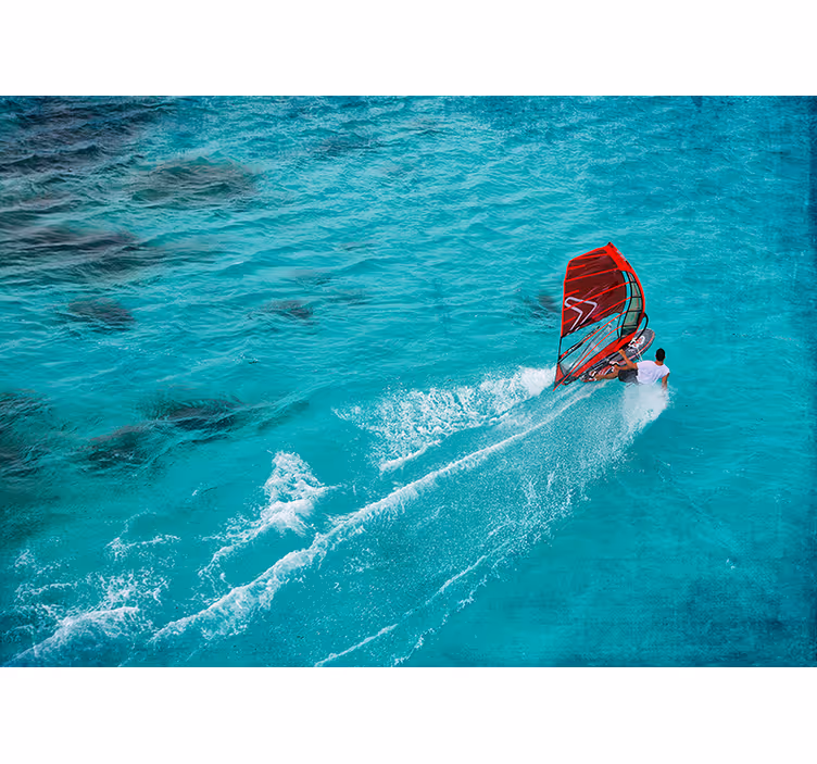 Cortina roller habitación windsurfista en el agua - TenVinilo
