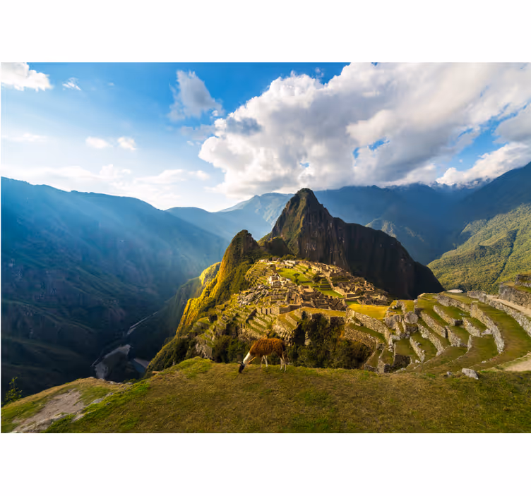 Cortina roller habitación vistas de machu picchu con brillos - TenVinilo