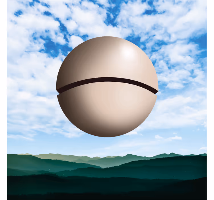 Cortina roller living comedor esfera de magritte - TenVinilo