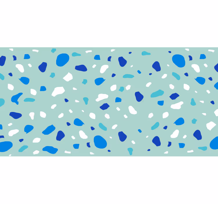 Cortina roller habitación tonos azules terrazzo - TenVinilo