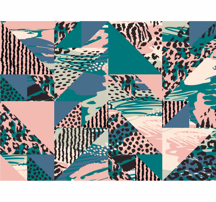 Cortina roller habitación azulejos leopardo étnico - TenVinilo