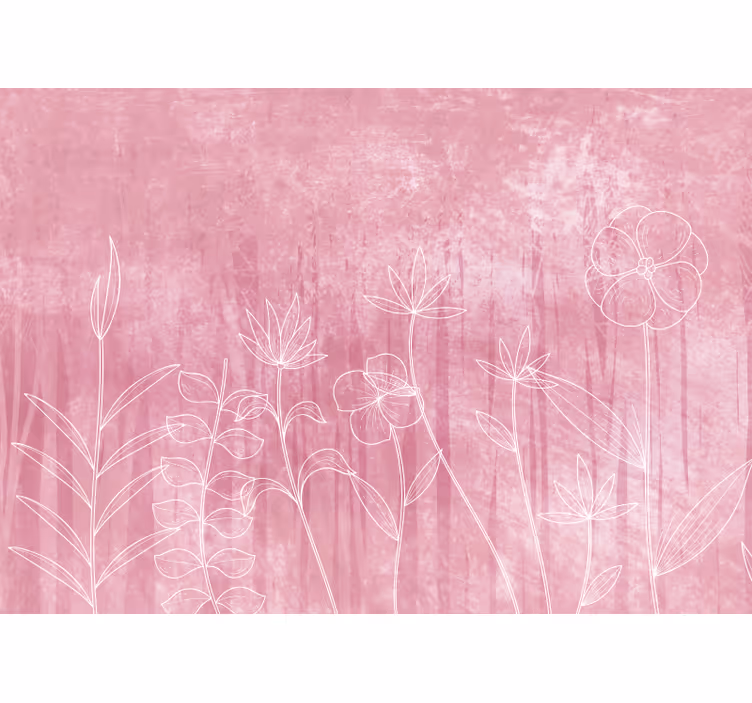 Cortina roller habitación pradera rosa estilo escandinavo - TenVinilo