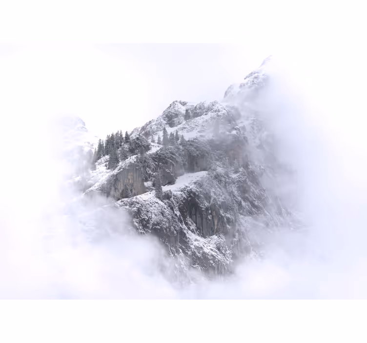 Cortina roller blanca paisaje montañoso nevado - TenVinilo
