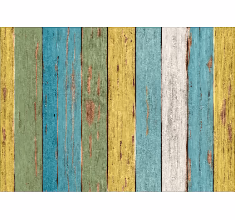 Cortina roller living comedor efecto madera lavado colorido - TenVinilo