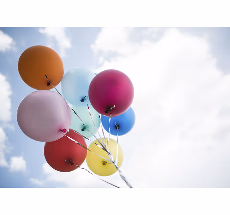 Cortina roller infantil globos coloridos con cielo - TenVinilo