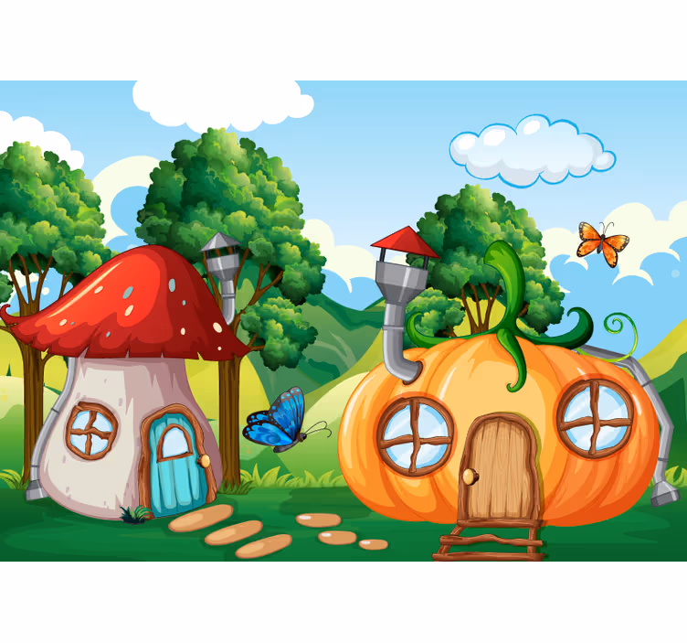 Cortina roller infantil mural de bosque fantástico - TenVinilo