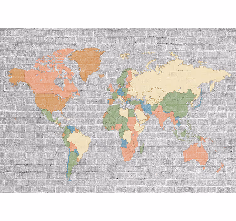 Cortina roller infantil mapa mundi vintage piedra - TenVinilo
