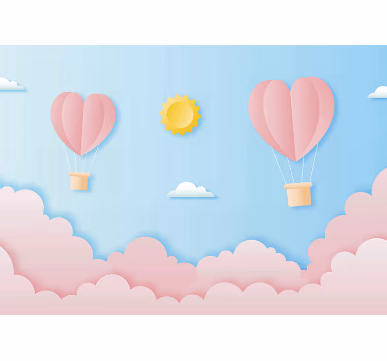 Cortina roller infantil diseño de globos de aire caliente - TenVinilo