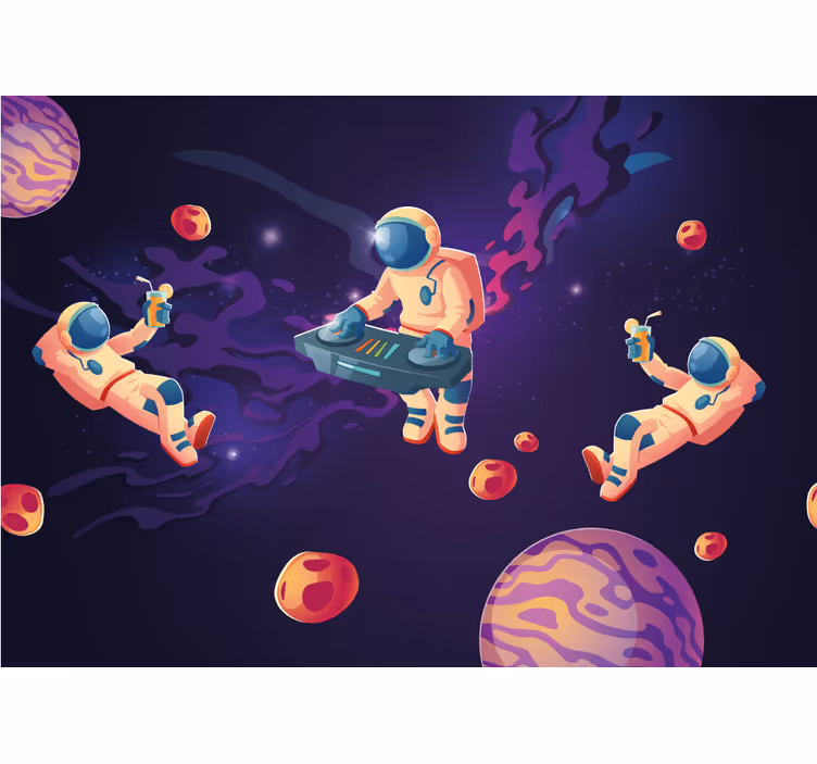 Cortina roller infantil astronautas de dibujos animados - TenVinilo