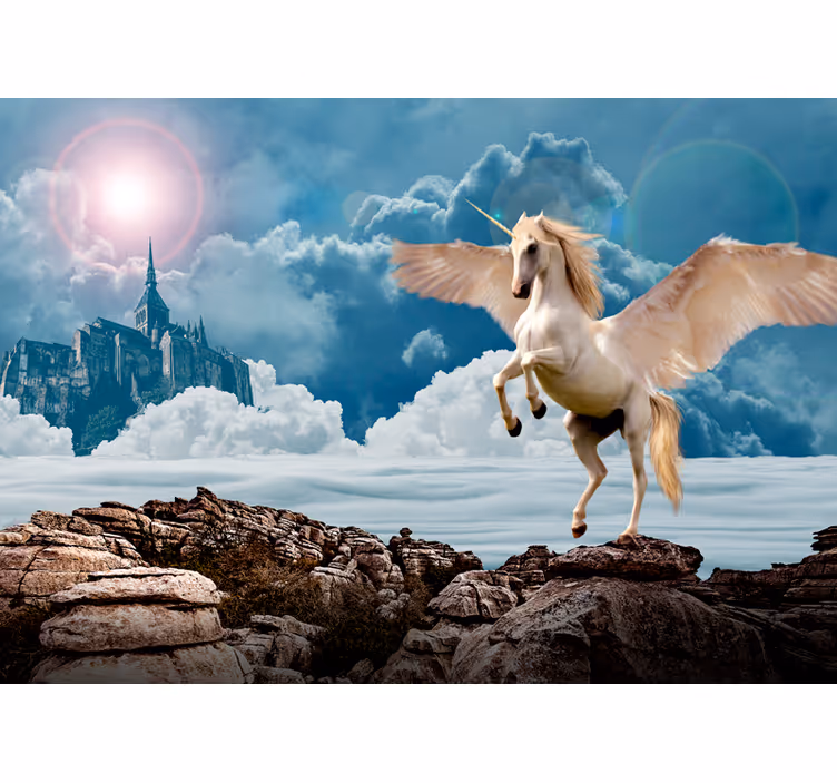 Cortina roller infantil unicornio valiente en la niebla - TenVinilo
