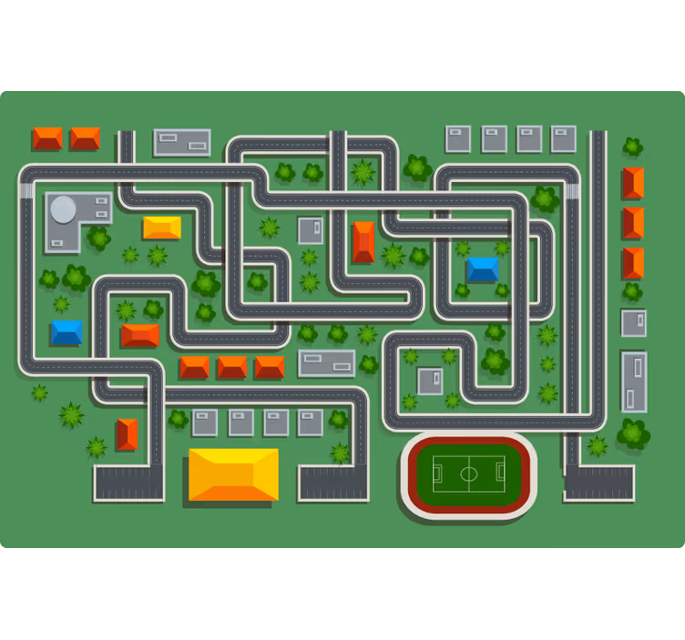 Cortina roller infantil alfombra de juego con calles - TenVinilo