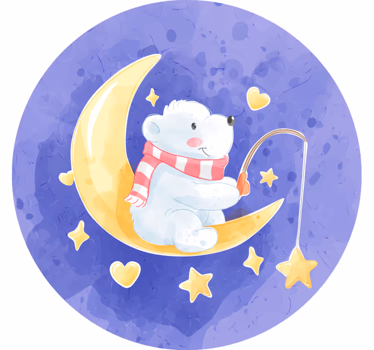 Cortina roller infantil oso pescando estrellas nórdico - TenVinilo