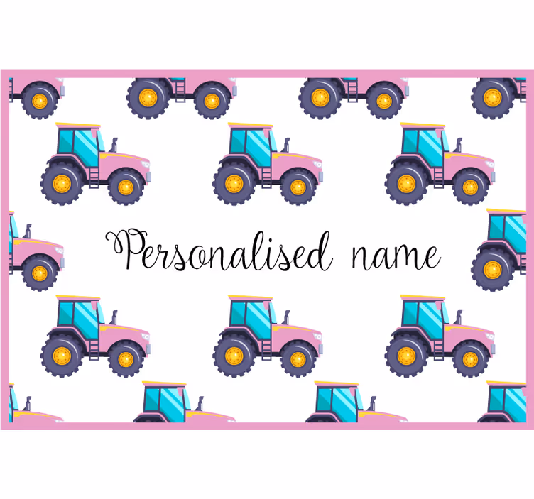 Cortina roller infantil tractor personalizado rosa - TenVinilo