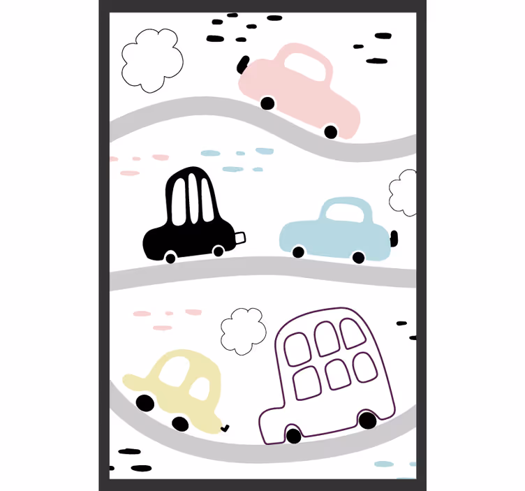 Cortina roller infantil vehículos y carreteras - TenVinilo