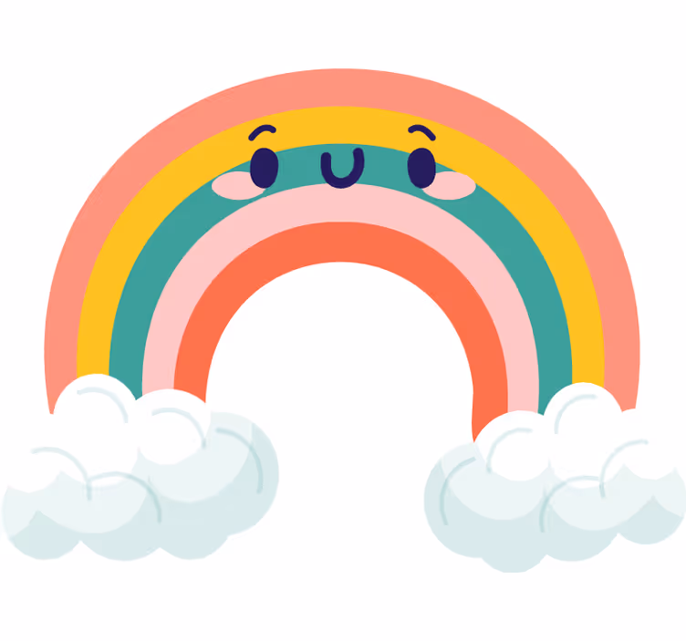 Cortina roller infantil nubes sonrientes arcoíris - TenVinilo