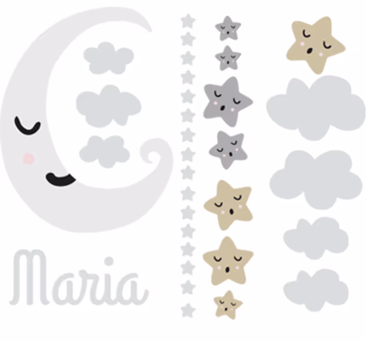 Cortina roller infantil vinilo decorativo luna y estrellas - TenVinilo