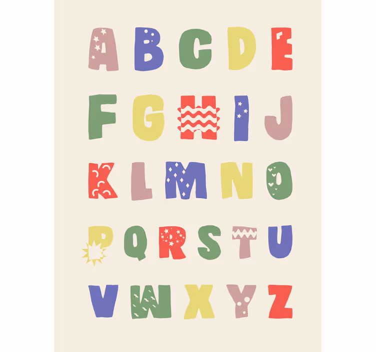 Cortina roller infantil a geometría alfabética - TenVinilo