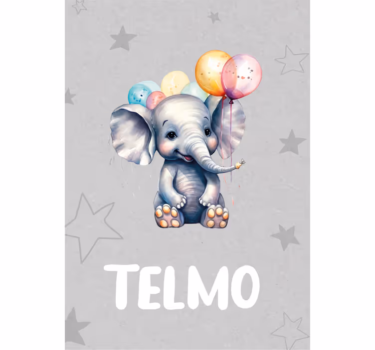 Cortina roller infantil elefante bebé con globos - TenVinilo