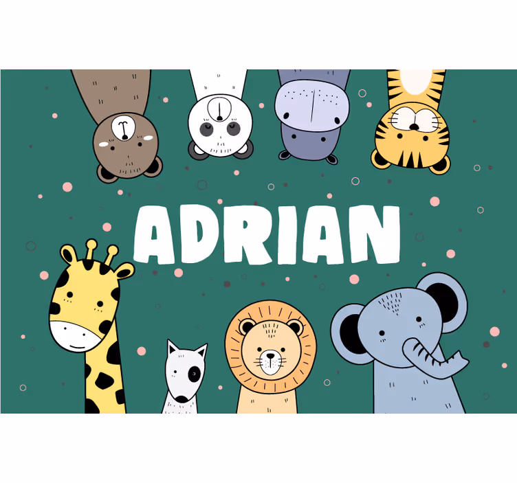 Cortina roller infantil banner de doodles de animales - TenVinilo