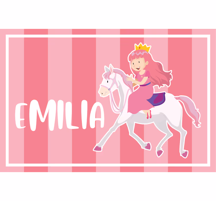 Cortina roller infantil princesa rosa montando un caballo - TenVinilo