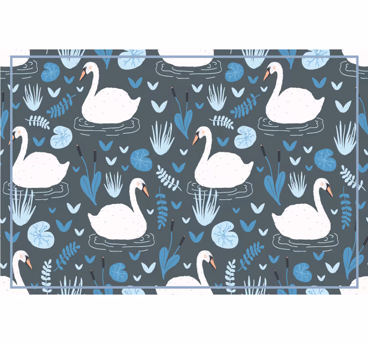 Cortina roller infantil patrón de elegantes cisnes blancos - TenVinilo