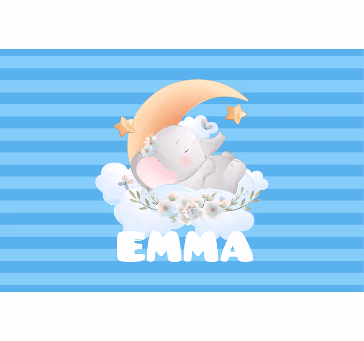 Cortina roller infantil elefante con nombre - TenVinilo