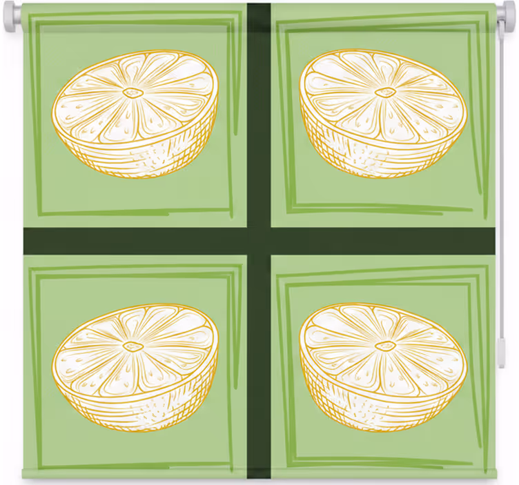 Cortina roller cocina azulejos de limón dibujados a mano - TenVinilo