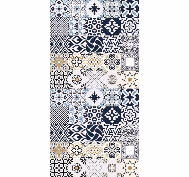 Cortina roller cocina azulejos azules - TenVinilo