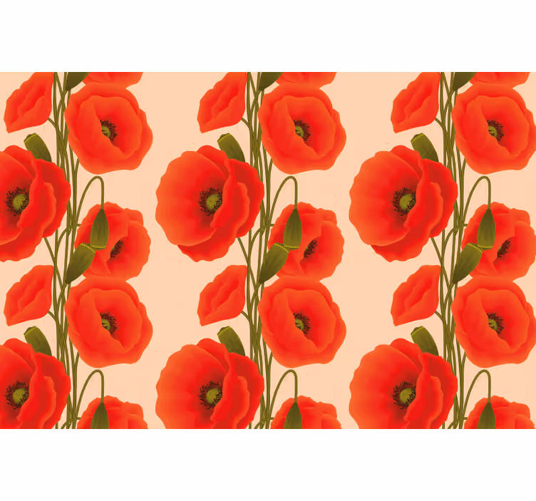 Cortina roller roja con estampado de amapolas - TenVinilo