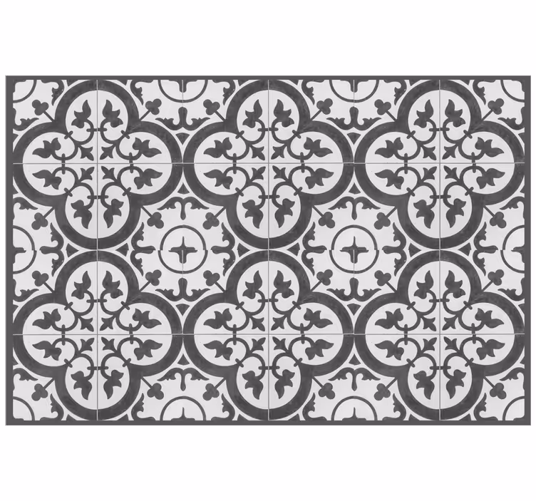 Cortina roller gris baldosas de cemento ornamental - TenVinilo