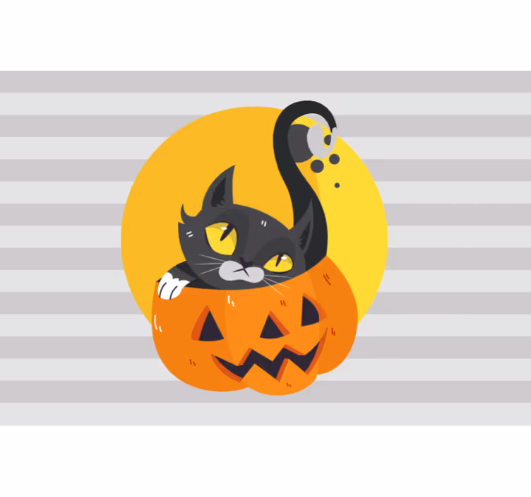 Cortina roller gris calabazas y gato negro - TenVinilo