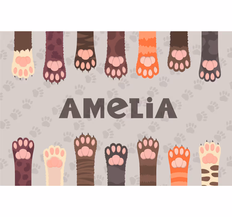 Cortina roller beige set de patas de gatos multicolor - TenVinilo