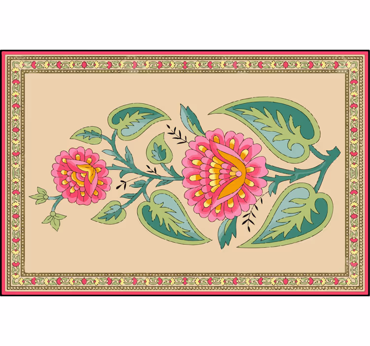 Cortina roller beige flor mughal india - TenVinilo