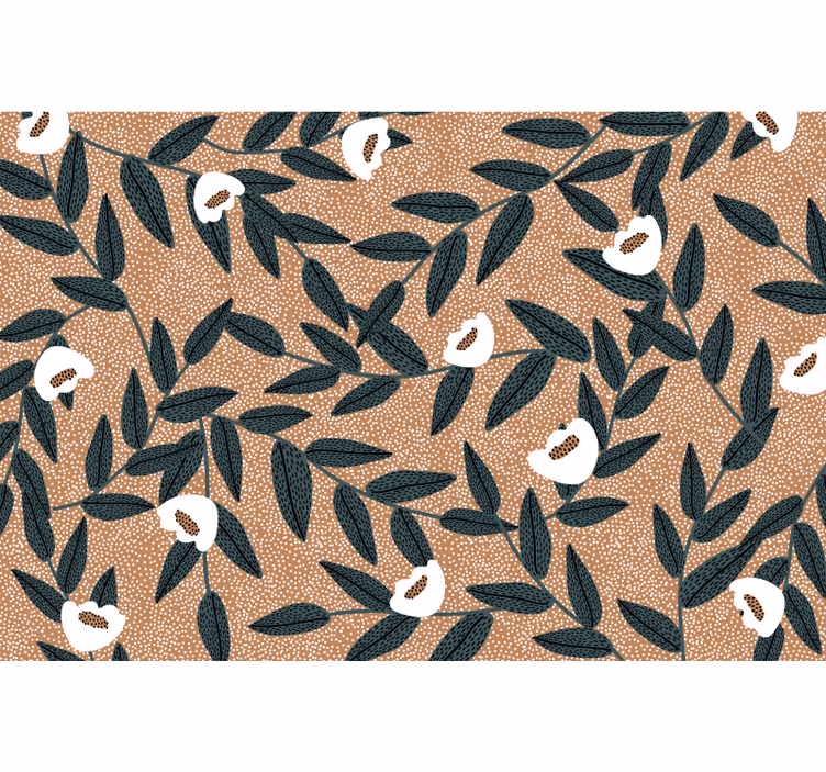 Cortina roller beige flores y hojas - TenVinilo