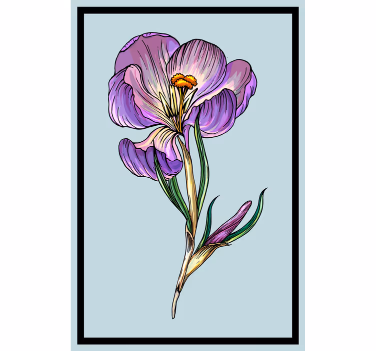 Cortina roller living comedor dibujo dulce crocus azul - TenVinilo