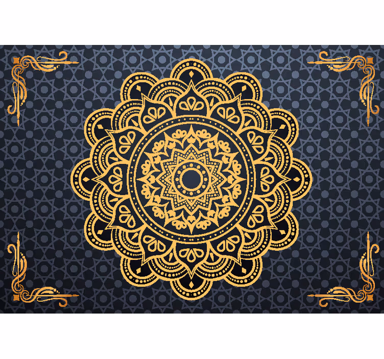 Cortina roller habitación mural fotográfico mandala dorado - TenVinilo