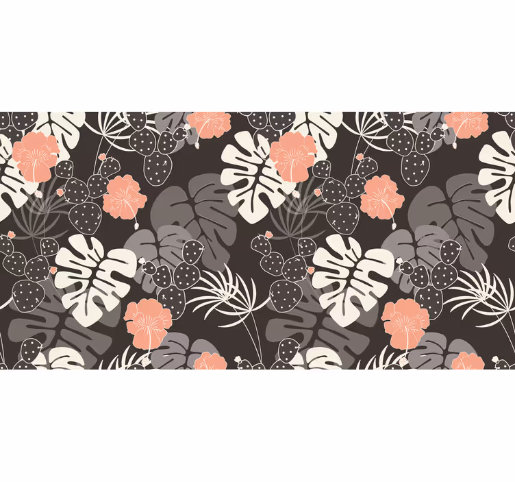Cortina roller habitación azulejos florales gris y rosa - TenVinilo