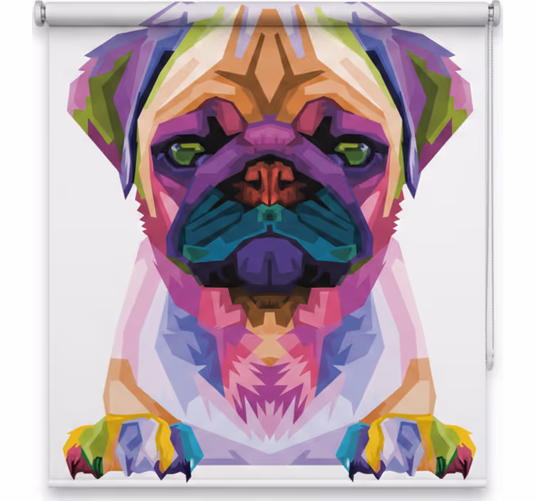 Cortina roller infantil animales geométricos perro lindo - TenVinilo
