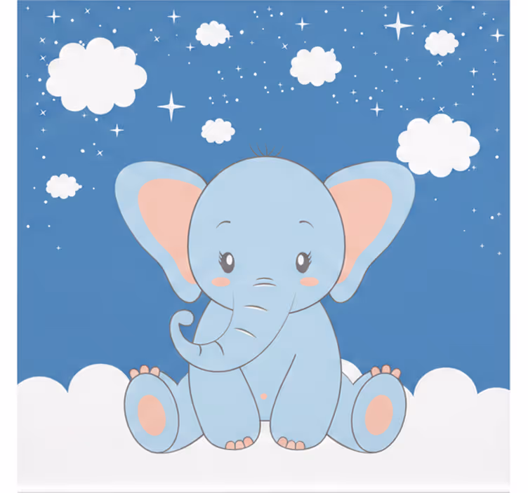 Cortina roller infantil elefante bebé caricatura azul - TenVinilo