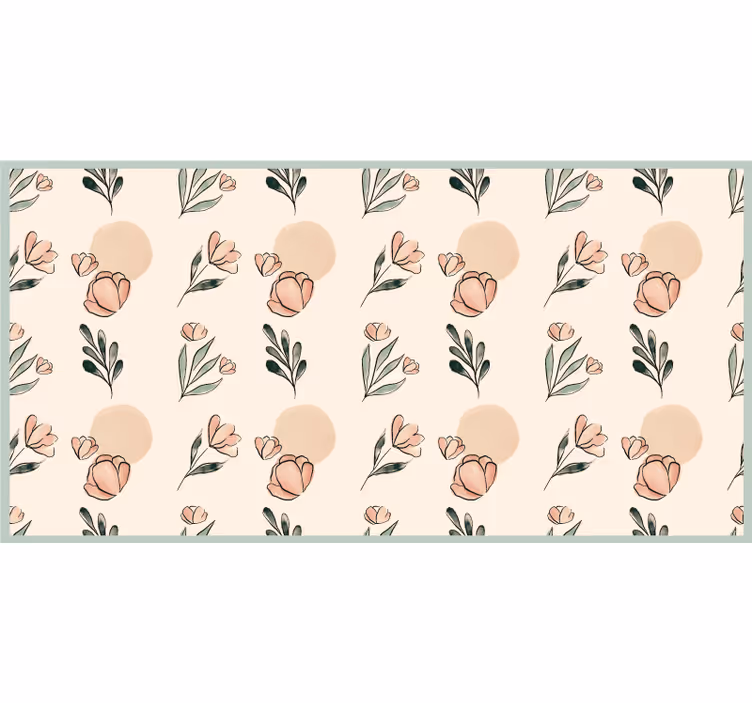 Cortina roller beige flores pastel modernas acuareladas - TenVinilo